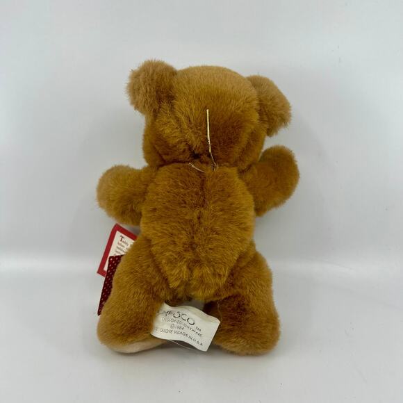 Lucy & Me Bear Plush 1984 Enesco New With Tags Red/ White Dot Bow and Red heart - Picture 5 of 6